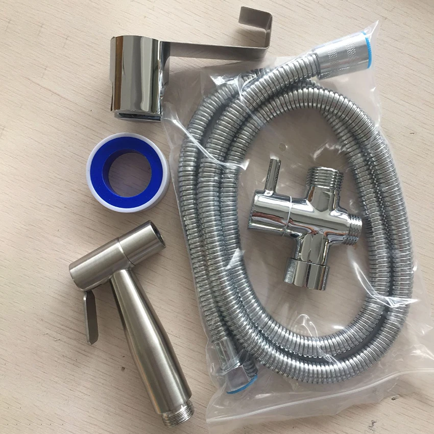 Description Picture 2 of itemChrome Bidet Sprayer Set Stainless Steel Wall Mounted Toilet Bidet faucet Bathroom Valve Jet Set Hygienic Shower Bidet Sprayers