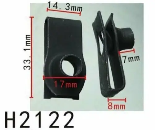 

100x OEM BUMPER TRUNK FENDER Metal U-Clip M8x1.25 for GM FORD 11516150,N623343S2 , N623343S100,11500661,11503317