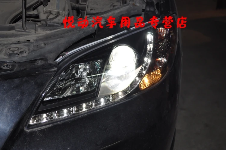 Hireno автомобильный Стайлинг чехол для Mazda 3 2006-2012 фары светодиодный DRL Объектив Двойной Луч Ксенон