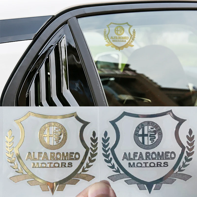 

1pcs Gold Sliver Color Car Window Sticker with Badge Emblem for Alfa Alpha Romeo 159 147 156 Giulietta 147 159 Mito KEYRING