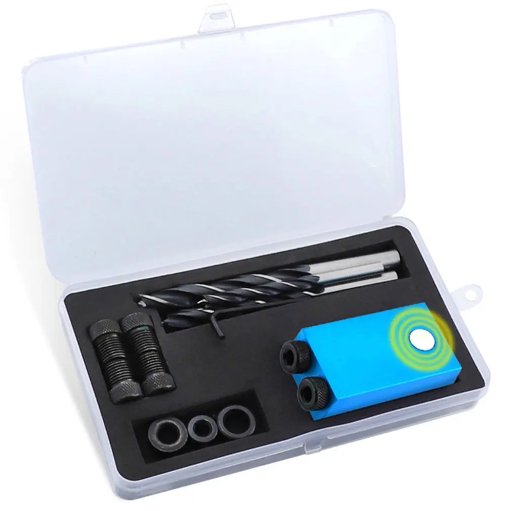 

14Pcs Pocket Hole Jig Replaceable 6 8 10mm Drill Guide Magnetic Back Dowel Jig Kit Wood Drill for Wood Jointing