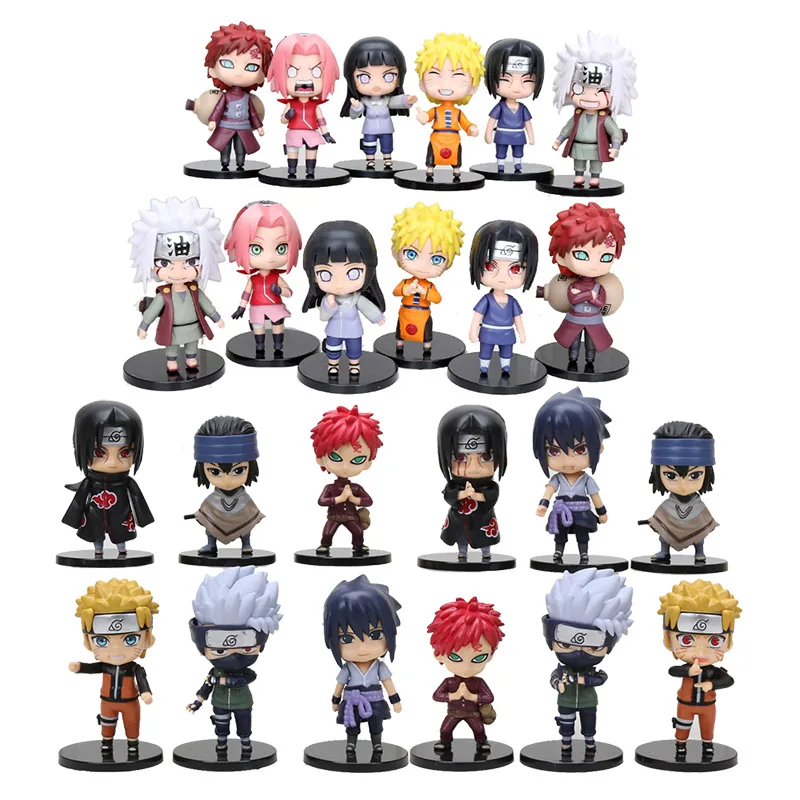 6 шт./лот, 9-10 см Рисунок, аниме, Наруто игрушки SASUKE kakashi Сакура Гаара; обувь в стиле Итачи Хьюга Хината куклы для детей