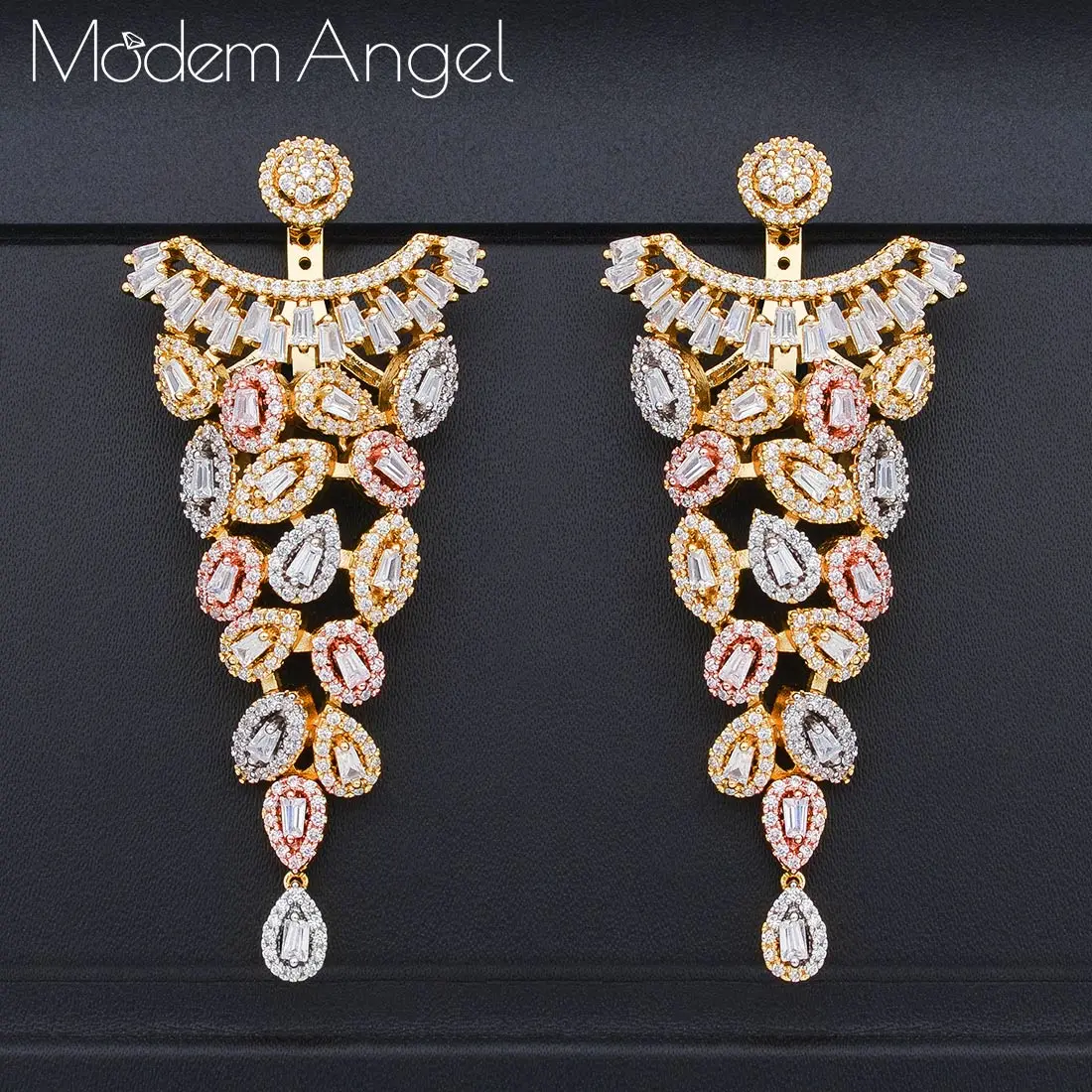 ModemAngel, модные роскошные серьги-гвоздики с цветком для женщин, свадебные серьги с кубическим цирконием и кристаллами в Африканском Дубае, золотые свадебные серьги