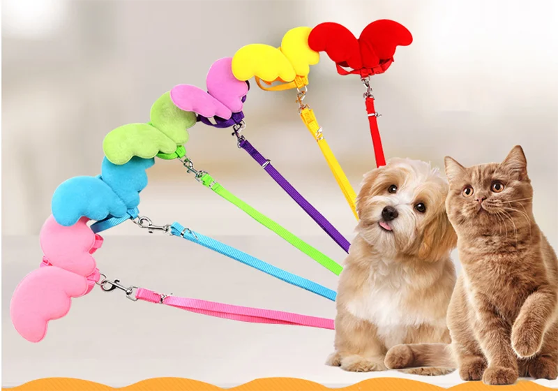 Bonzerpet поводок для питомцев кошек, щенков, крыла ангела, поводок, регулируемый ошейник с пряжкой для маленьких собак-пуделей