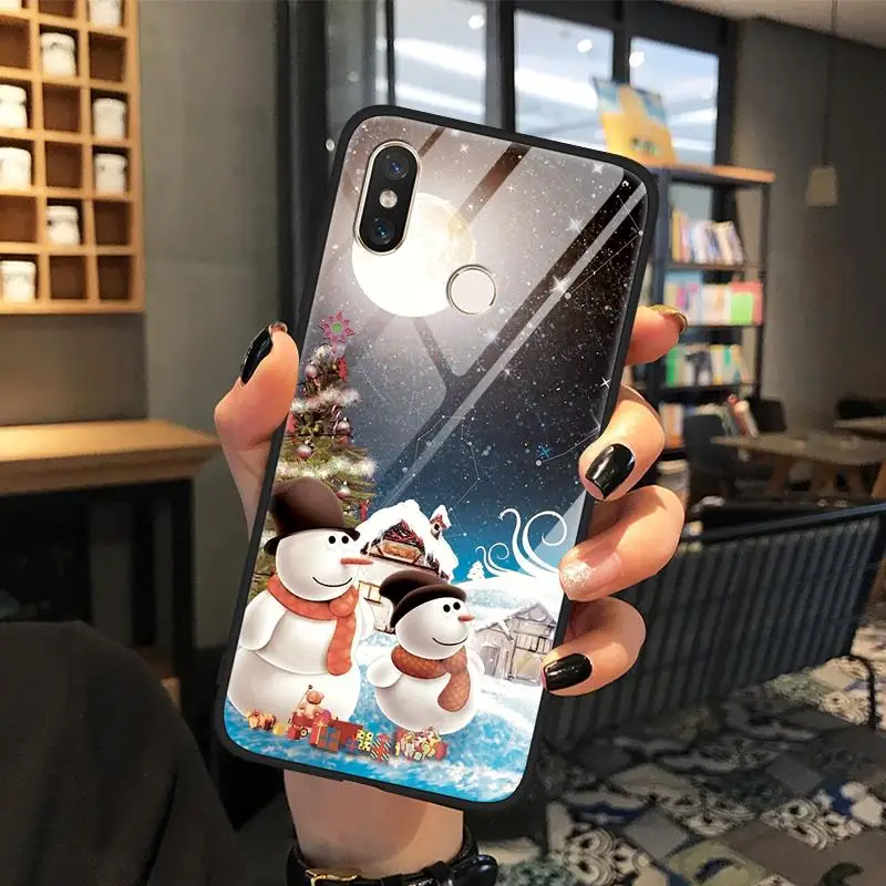 Рождественский новогодний мультяшный чехол для Xiaomi Redmi K20 Pro Note 7 6 5 Pro 7S 4X 7A 7 6 Pro 6A 5 Plus S2 Роскошный чехол из закаленного стекла