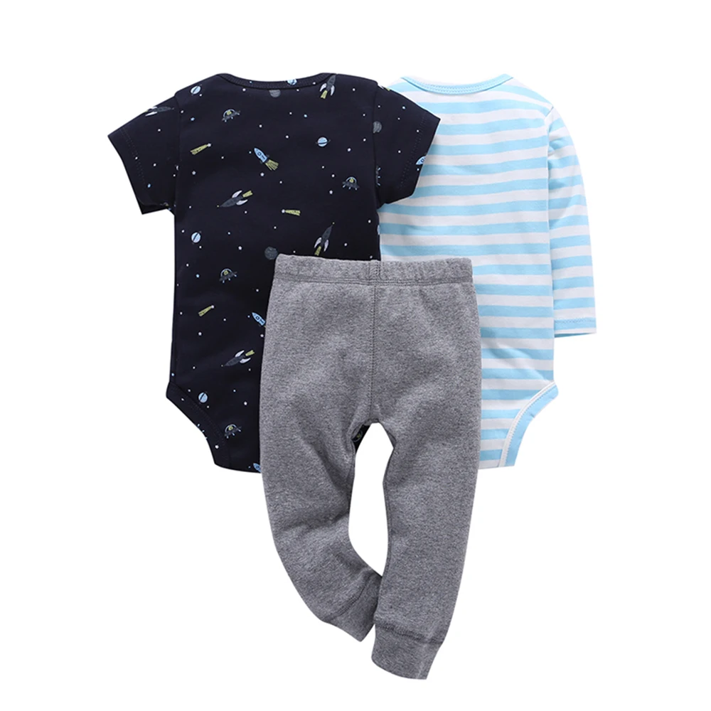 2Pcs Sets Infant Kids Outfits Baby Boys Girls Long Sleeve Cartoon Children Romper Tops Printed Pants Sets Cotton Jumpsuits Suits