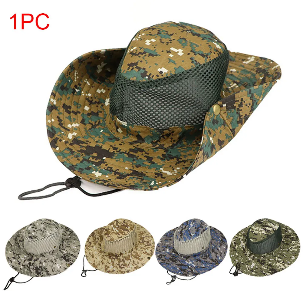 Cap Camping Drawstring Outdoor Activities Men Women Sun-proof Wide Brim Breathable Bucket Hat Casual Travel Cycling Fishing