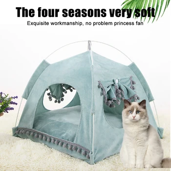 

Winter Warm Cat Bed Plush Soft Portable Foldable Cute Cat House Cave Sleeping Bag Cushion Thickened Pet Bed Kittens Products