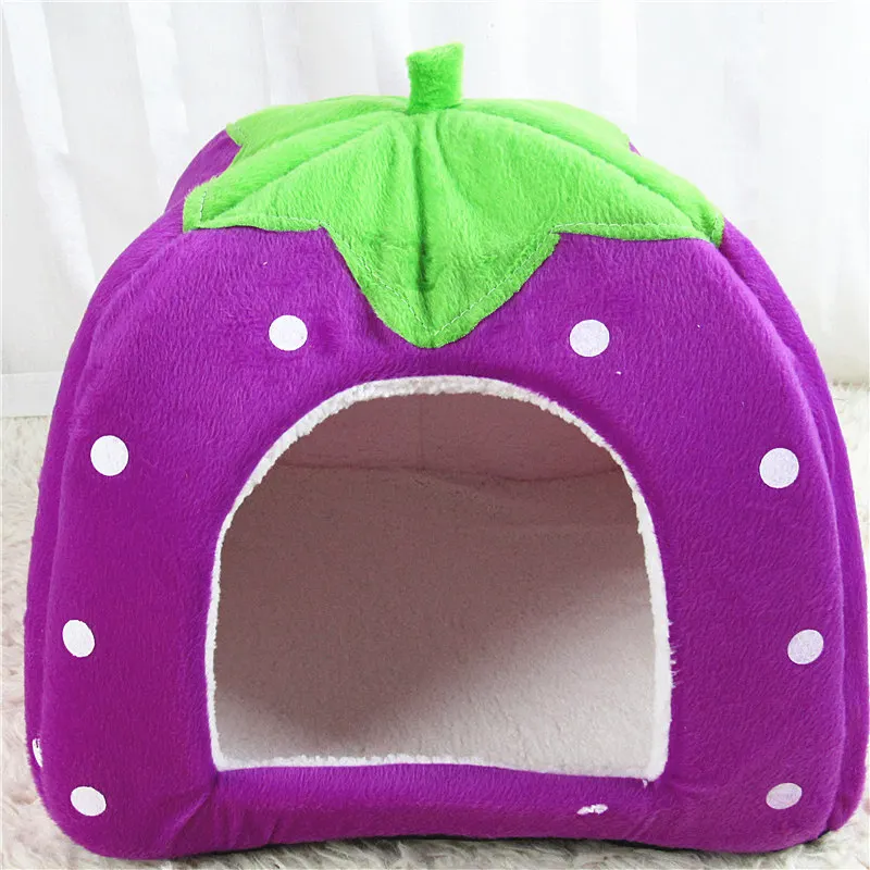 Purple Складной домик-кровать для кошек, домашний домик для кошек, собачий домик со съемным матрасом, клетка для щенков, лежак для маленьких собак, кровати, Прямая поставка - Цвет: Purple