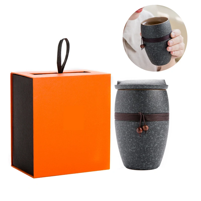 

2019 Chinese Kung Fu Drink With Box Tea Cup Outdoor Portable Office Lid Home Mug Filter Ceramic Creative Gifts