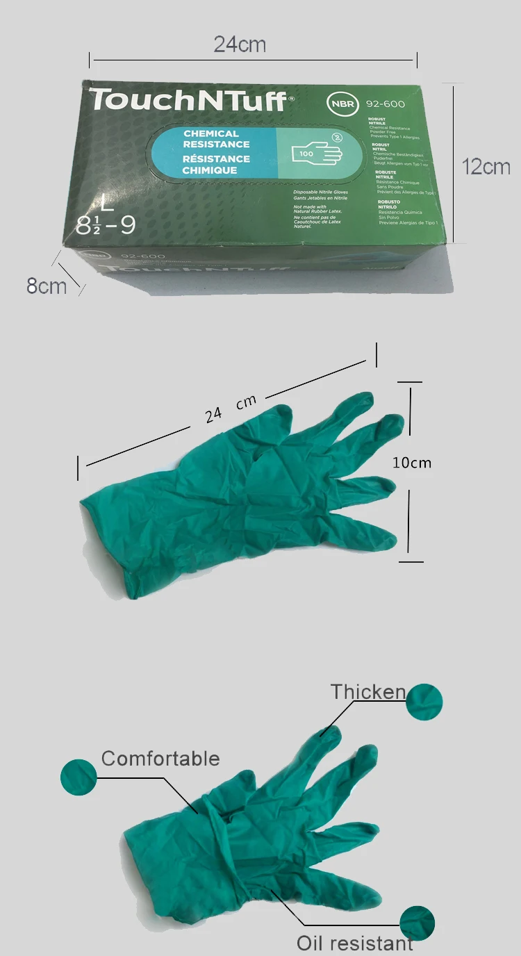 Ansell одноразовый Нитриловый рабочие перчатки 100 шт гипоаллергенные толстые износостойкие маслостойкие Нескользящие защитные чистящие перчатки