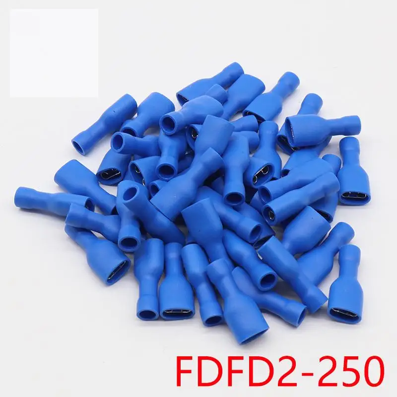 FDFD2-250 FDFD2.5-250 женский изолированный Электрический обжимная Клемма для 1,5-2.5mm2 Разъемы Кабель провод разъема 100 шт./упак. FDFD