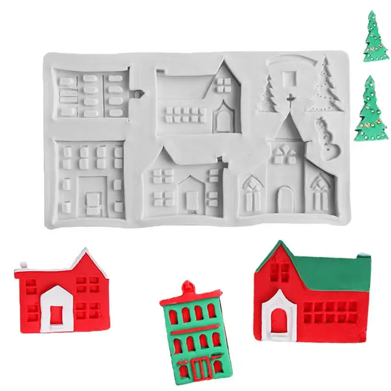 Рождественский Пряничный дом, шоколадный кухонный гаджет, пряничный домик, силиконовая форма, форма для выпечки, украшение торта, инструмент