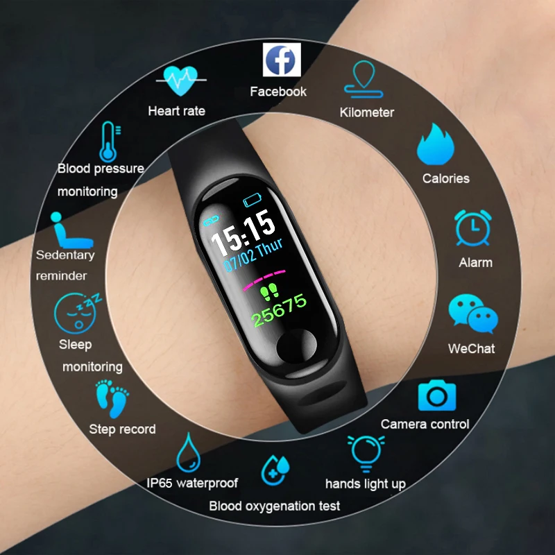 

M3 Plus Smart Bracelet Heart Rate Blood Pressure Health Smart Watch M3 Pro Bluetooth Watch Wristband Fitness Tracker Men