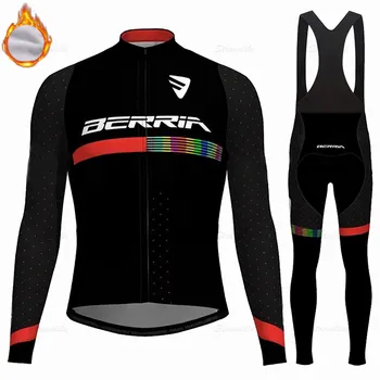 Gobikful BERRIA team-traje de ciclismo de Invierno para hombre, manga larga de terciopelo, ropa deportiva para bicicleta de carretera, chaqueta de montaña, camisas de lana
