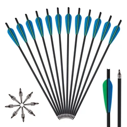 Carbon Arrow with Blue and White Color for Recurve Compound Bows Archery Hunting