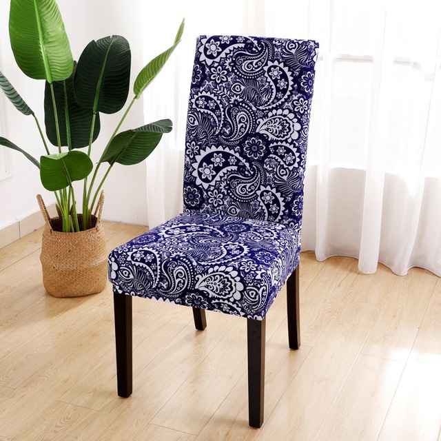 Series Chair Cover for Dining Room Banquet Hotel Kitchen Spandex Stretch Print Chair Covers Removable Washable Seat Decor