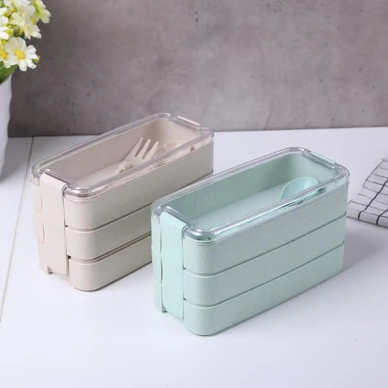 3 Слои Bento еды микроволны хранения пшеничной соломы отгрузка &quotЛанч бокс&quot Ланч