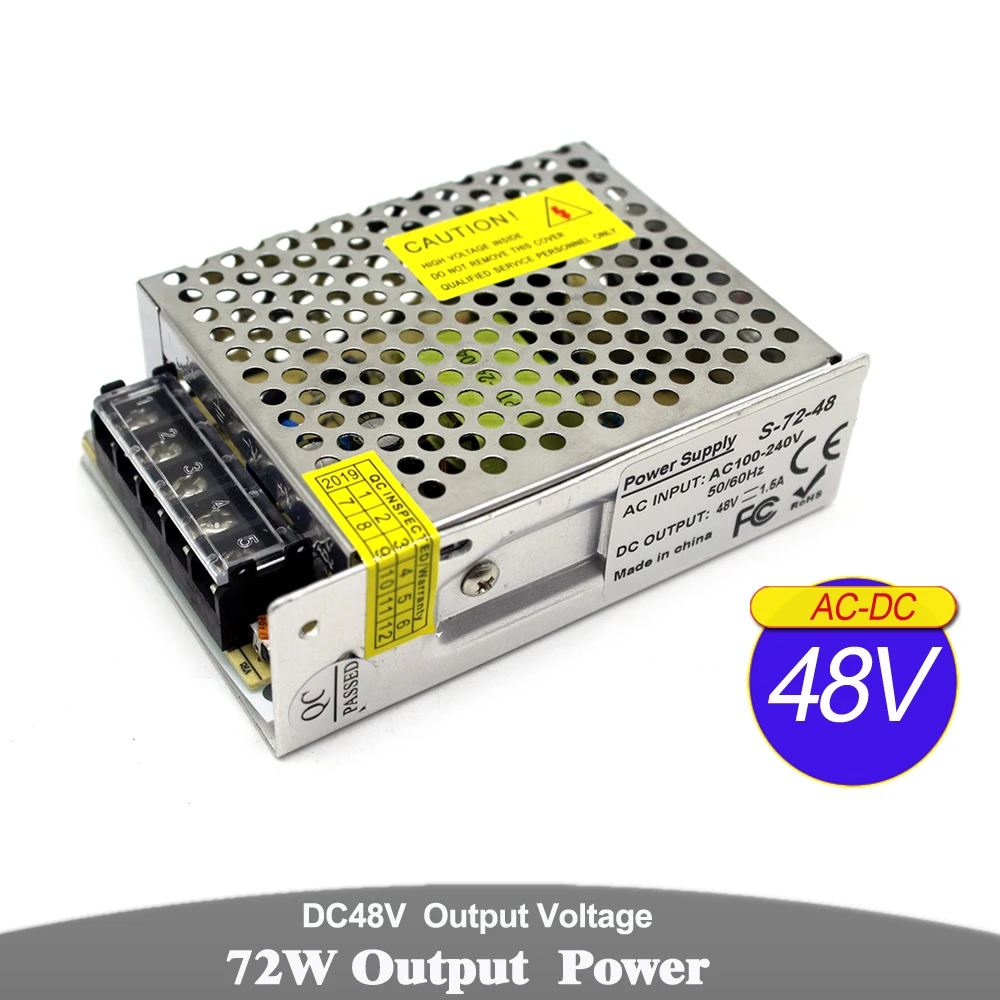 Источник питания DC 12V 15V 18V 24V 36V 48V 48W 60W 72W Трансформаторы освещения 110v 220v AC к DC12V DC24V DC36V DC48V SMPS для освещения