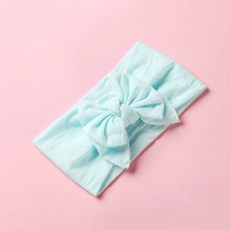 Light blue Бантик широкий нейлон тюрбан головной убор, Классический бант из нейлона повязки на голову 27 цветов - Цвет: Light blue