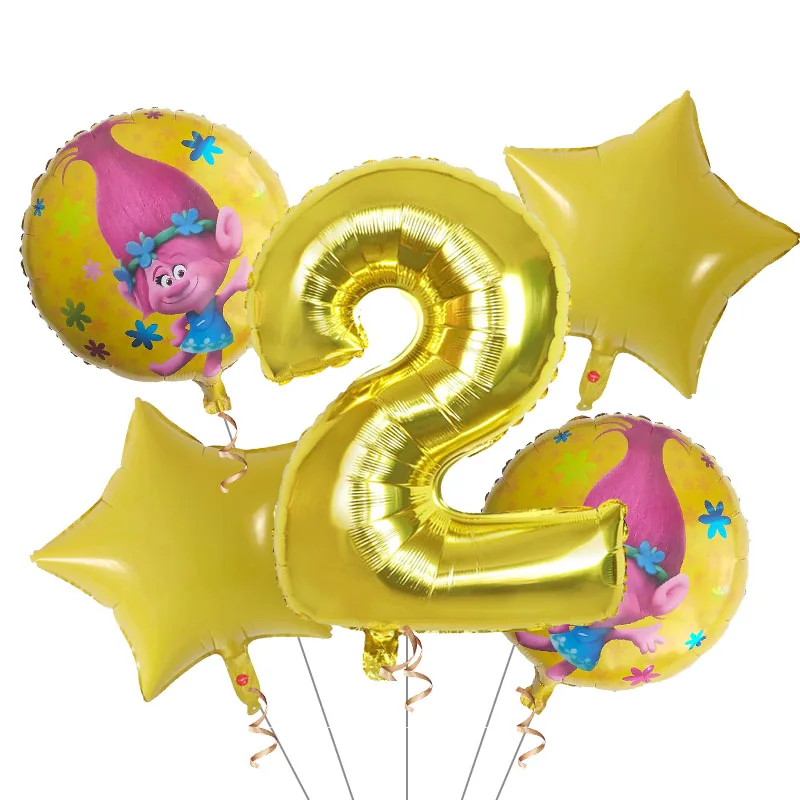 5 шт./партия, воздушные шары с троллями для дня рождения, гелиевая фольга, воздушные Свадебные Воздушные шары, украшения на вечеринку дня рождения, подарок для детей