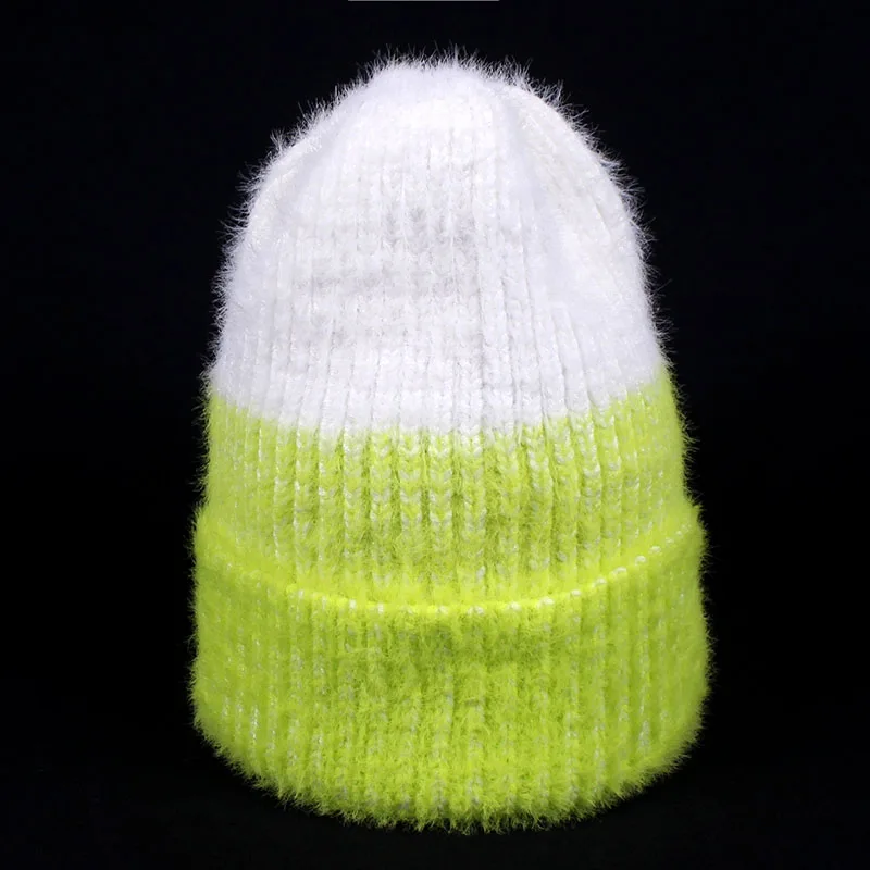 Lanxxy, двухцветные модные шапки-бини, женская зимняя шапка, теплая шапка, Вязаная Шерстяная Шапка-бини