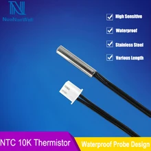 NTC 0,5/1/2/3/5 M Длина Водонепроницаемый Температура Сенсор XH2.54 Американская классификация проводов 2р терминал штепсельной вилки 10K кабель для компьютера холодильник зонд