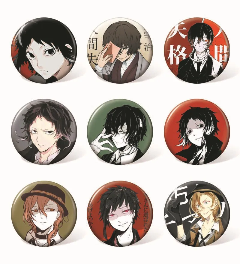 

9pcs/lot Anime Bungou Stray Dogs Cosplay Badge Holder Cartoon Collection Badges for Backpacks