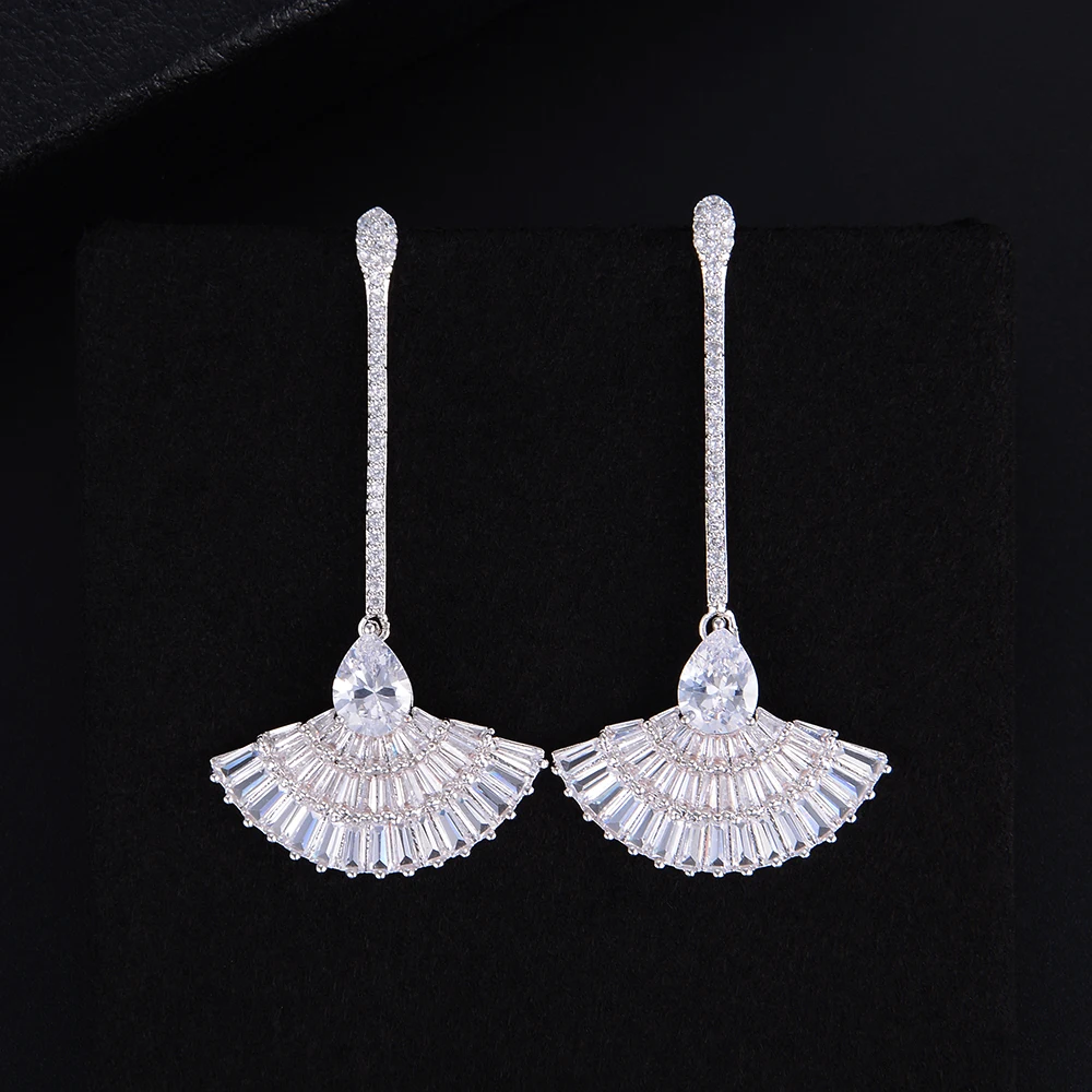 LARRAURI Trendy Clear Cubic Zirconia Dangle Drop Earrings for Women Party Bridal Wedding Jewelry серьги женские | Украшения и