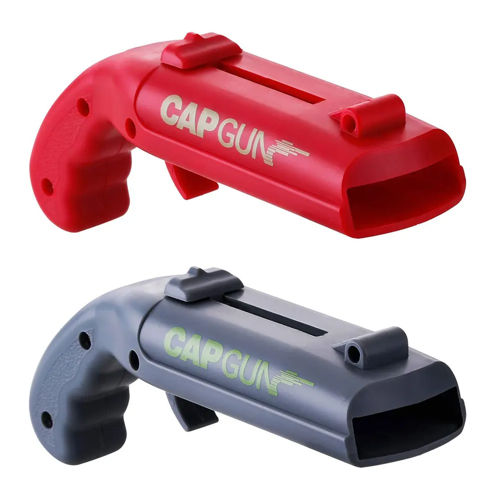 Portable Cap Gun Creative Flying Cap Launcher Bottle Beer Opener Bar Tool Drink Opening Gun Shaped Bottle Lids Shooter