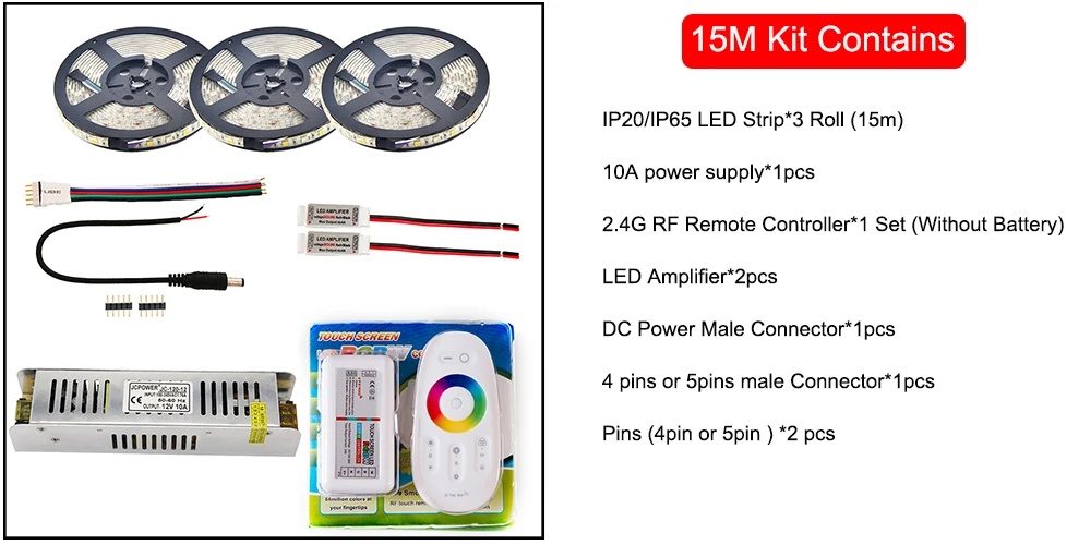 10 м 15 м 20 м 30 м набор DC12V RGB RGBW rgbww 5050 SMD 300 светодиодный s светодиодный полосы+ 2,4G RF пульт дистанционного управления+ адаптер питания+ комплект усилителя