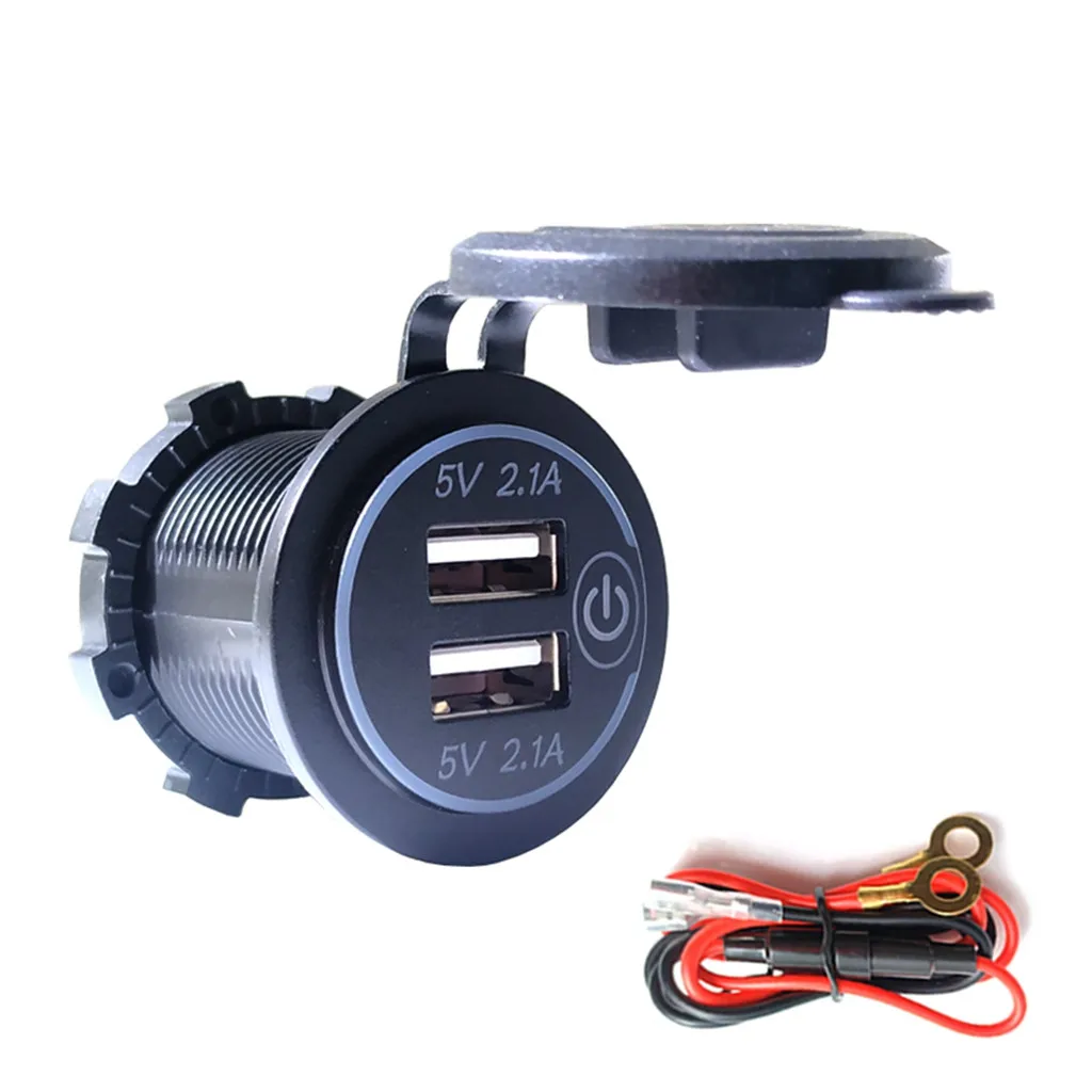 Ouhaobin автомобиля Зарядное устройство с двумя портами USB 12 V-24 V быстрая Зарядное устройство-адаптер с двумя USB Порты и разъёмы автомобильного зарядного устройства для мобильных телефонов