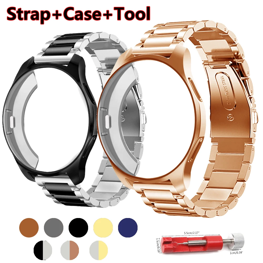 

Stainless Steel Strap+case For Samsung Gear S3 Frontier strap Galaxy watch 46mm 42 TPU plated protective case 20/22mm watch band