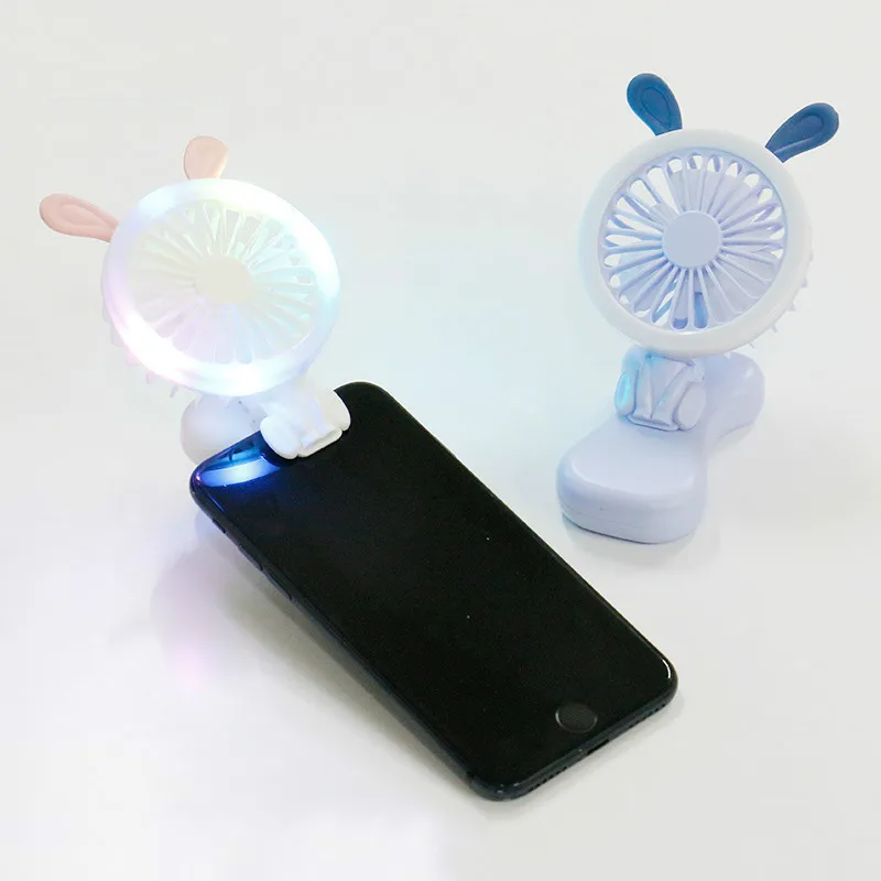 

Color Light Mini Small Fan Cute Cartoon USB Charging Multi Speed Wind Speed Large Wind Power Phone Fan Multifunctional Clip Fan
