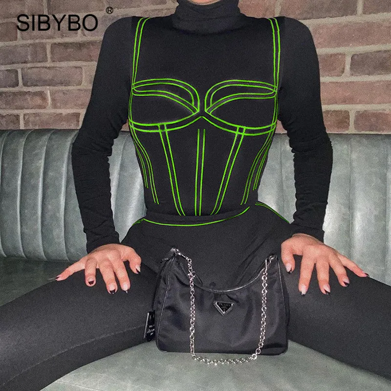 Sibybo/комплект из двух предметов Повседневный Спортивный комплект для женщин Боди с высоким воротником +