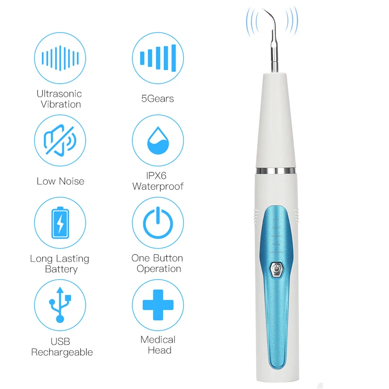Raspador Dental sónico eléctrico, eliminador de cálculo ultrasónico, manchas de dientes, humo, Placa inoxidable, sarro, blanqueador Dental higiénico