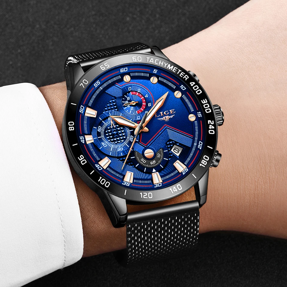 Najtaniej LIGE 2019 nowych moda męskie zegarki Top luksusowa marka mężczyźni zegarki sportowe męska zegar kwarcowy mężczyzna pełna stal wojskowy zegarek na rękę