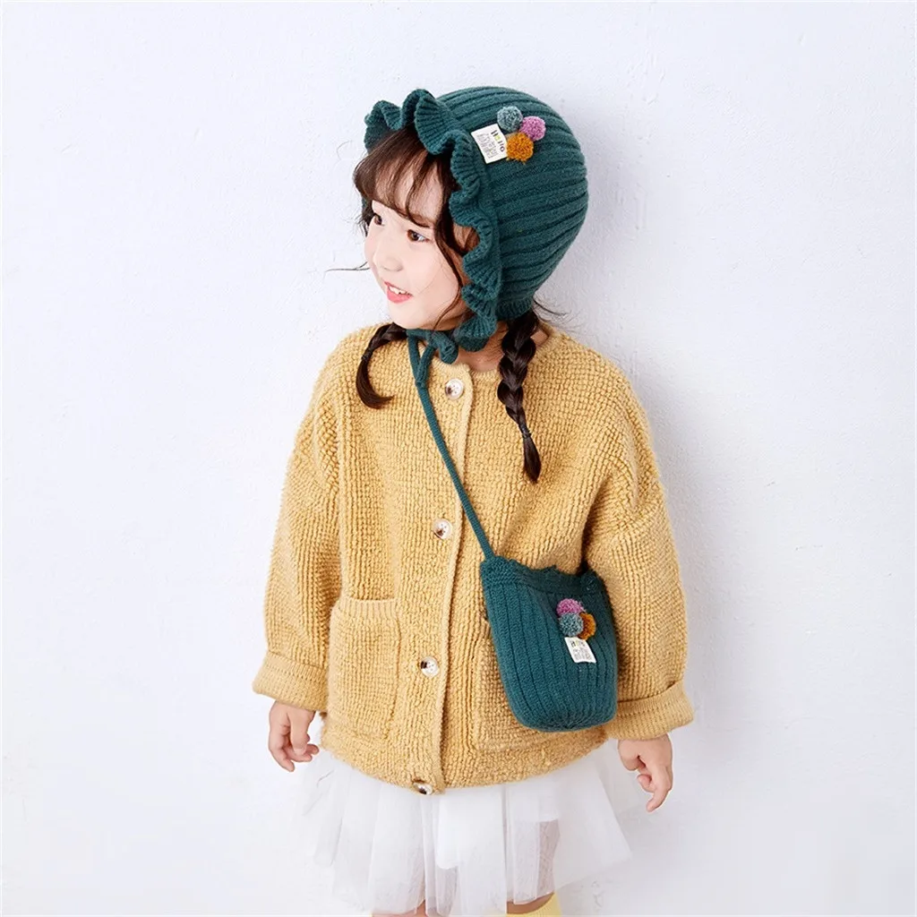 Baby Girls Hat Bag New Baby Cute Thick Warm Autumn And Winter Basin Hat Bag Suit Newborn Photography Props czapki dla dzieci