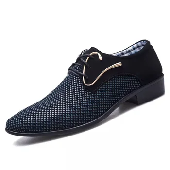 

PACIFIC OCEAN Plus Size 38-48 Men Wedding Shoes Retro Pointed Toe Oxford Leather Business Dress Shoes Men Flats Shoes