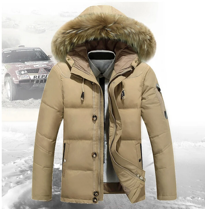 

Зимняя мужская пуховая куртка 2023, парки, Мужская модная Толстая теплая куртка с меховым воротником и капюшоном, водонепроницаемая мужская куртка