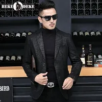 Autumn Business Men Sheepskin Genuine Leather Blazer Jacket Slim Fit Single Breasted Office Work Crocodile Pattern Suit Coat 4XL