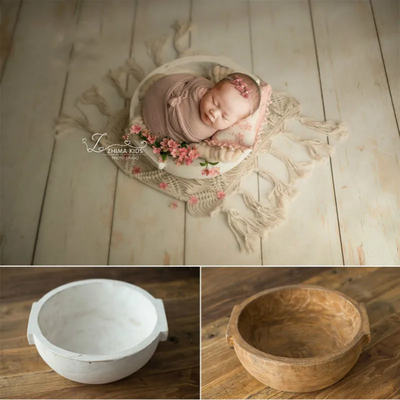 Baby Photography Props Retro Wooden Basin Baby Posing Props Infant Photo Shoot Container Newborn Photo Accessories New Type