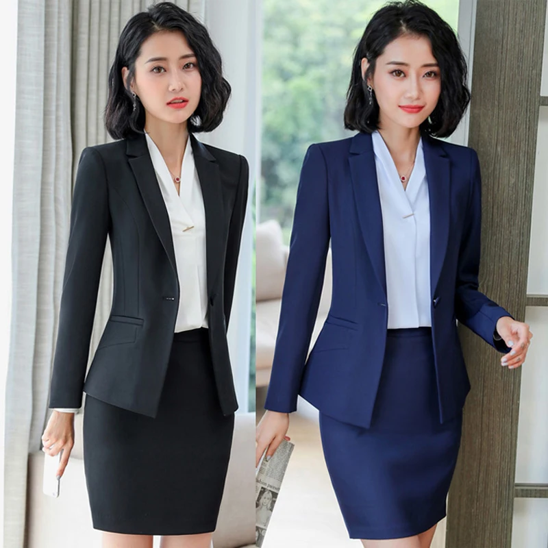 New Spring and Autumn 2 Pieces Formal business Suit women Work Wear Solid color for women Office Lady uniform OL style