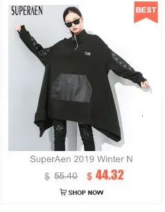 SuperAen, новинка 2019, зимние одноцветные куртки для женщин, модные повседневные шерстяные куртки для женщин, большие размеры, нестандартная