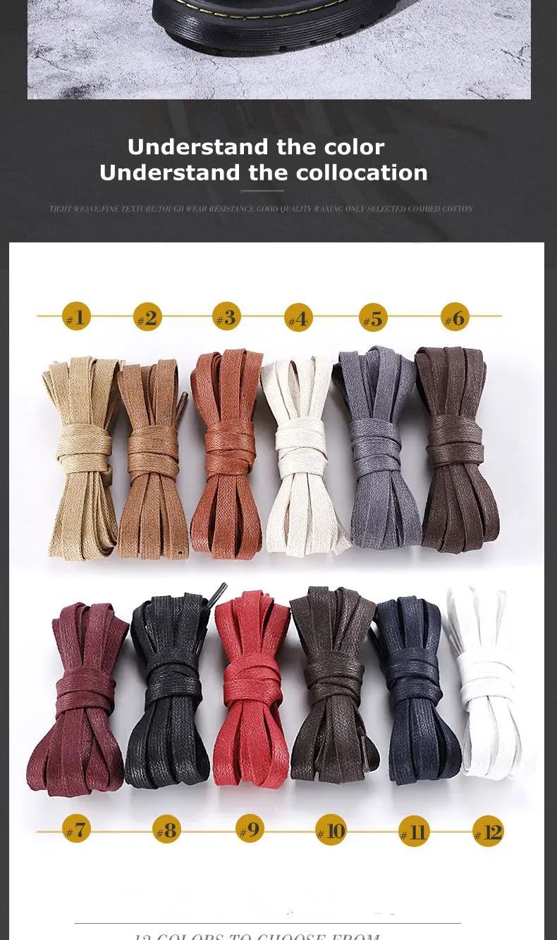 Mode Gewachste Schnürsenkel Flache Schuh Spitze Leder Schuhe Stiefel Schnürsenkel Leder Wasserdicht Schnürsenkel Geeignet Frauen männer Schnürsenkel – Detail 9