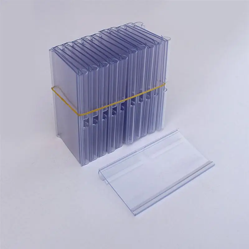 30pcs Holder Label Sign Price Shelf Labels Display Stand Clear Holders Tag Wireclip Lable Retailstorage Basketacrylic Blank clear sign holder with snap clips for wire displays advertising price tag ticket label shelf fencing bin gridwall basket hanger