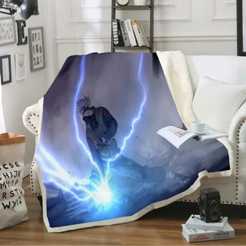 

3D Anime Naruto Printed Sherpa Blanket Couch Quilt Cover Travel Bedding Outlet Velvet Plush Throw Fleece Blanket Bedspread