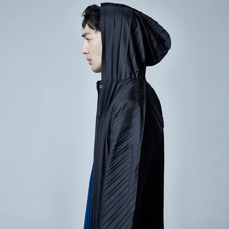 Miyake одежда мужская Осенняя средняя-длинная сложенная японская мода трендовая куртка с красивой шляпой