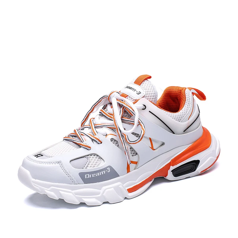 Мужские кроссовки высокого качества на шнуровке, дышащая сетка, мужские кроссовки для бега, дышащая легкая прогулочная спортивная обувь MA-07 - Цвет: Белый
