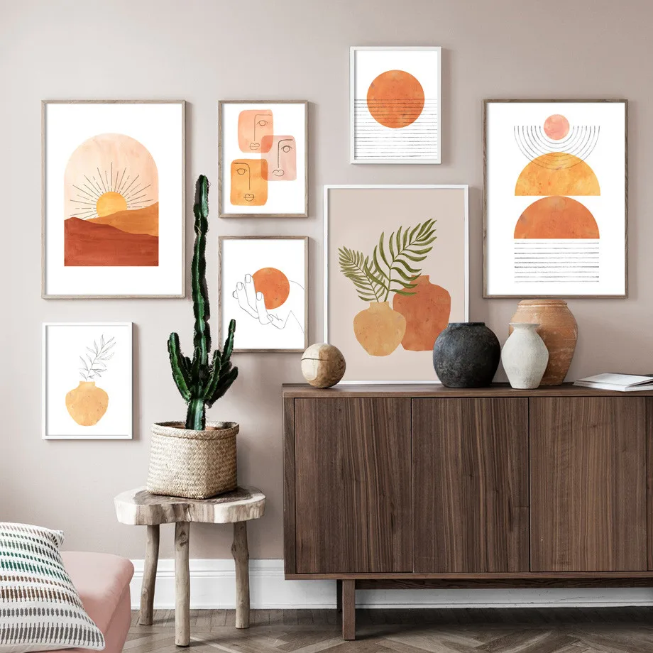Geometry Curve Girl Abstract Landscape Wall Art Canvas Painting Nordic Posters And Prints Pictures For Living Room Decor | Дом и сад